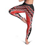 Red Niho Taniwha Mix Poutama Leggings Unique Taniko Aotearoa - Aussie Hoodie