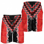 Red Niho Taniwha Mix Poutama Shorts for Men Unique Taniko Aotearoa - Aussie Hoodie