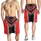 Red Niho Taniwha Mix Poutama Shorts for Men Unique Taniko Aotearoa - Aussie Hoodie
