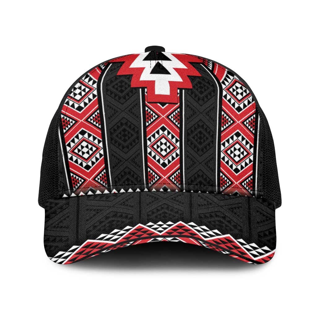 Red Taniko Aotearoa Baseball Net Cap Niho Taniwha Mix Poutama - Aussie Hoodie