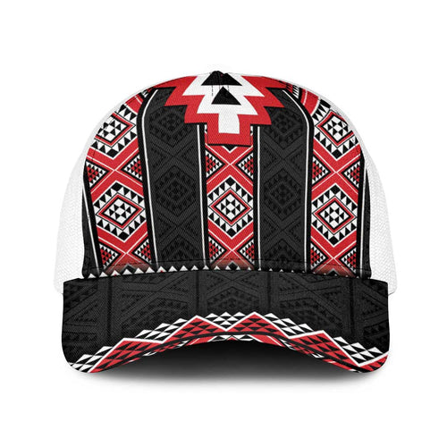 Red Taniko Aotearoa Baseball Net Cap Niho Taniwha Mix Poutama - Aussie Hoodie