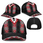 Red Taniko Aotearoa Baseball Net Cap Niho Taniwha Mix Poutama - Aussie Hoodie