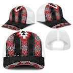 Red Taniko Aotearoa Baseball Net Cap Niho Taniwha Mix Poutama - Aussie Hoodie