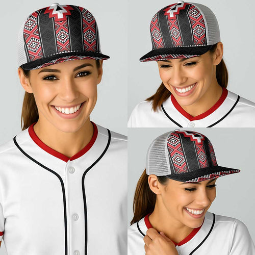 Red Taniko Aotearoa Baseball Net Cap Niho Taniwha Mix Poutama - Aussie Hoodie