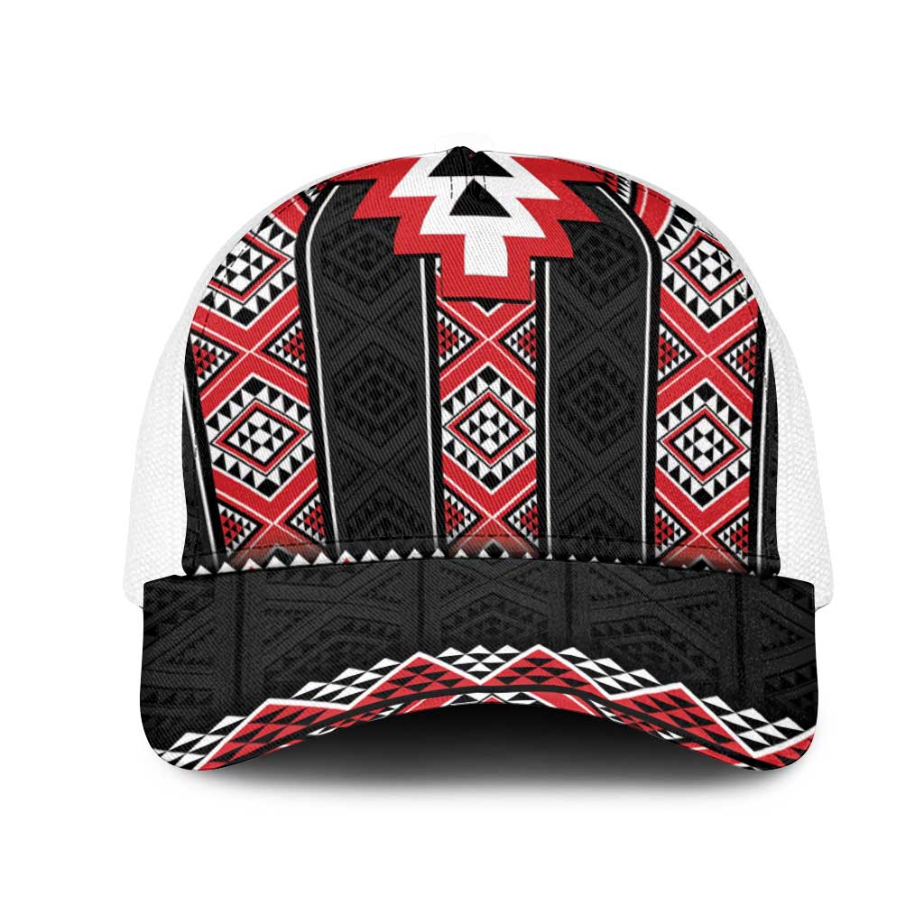 Red Taniko Aotearoa Mesh Trucker Cap Niho Taniwha Mix Poutama - Aussie Hoodie