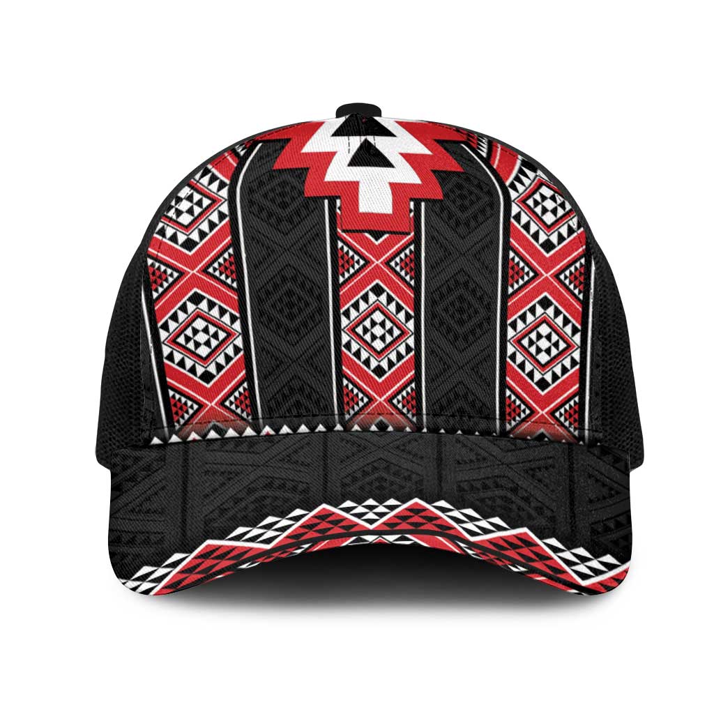 Red Taniko Aotearoa Mesh Trucker Cap Niho Taniwha Mix Poutama - Aussie Hoodie
