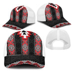 Red Taniko Aotearoa Mesh Trucker Cap Niho Taniwha Mix Poutama - Aussie Hoodie