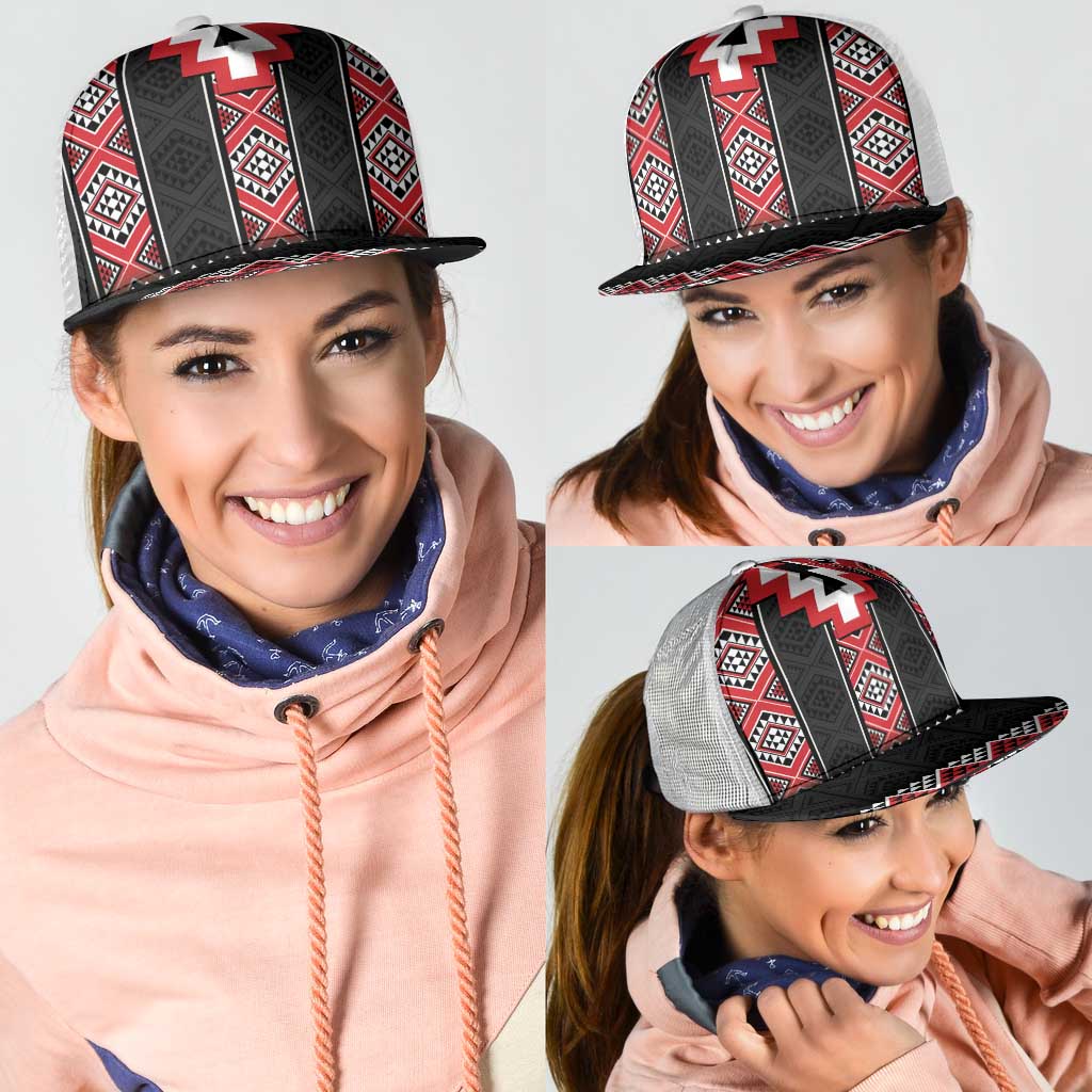 Red Taniko Aotearoa Mesh Trucker Cap Niho Taniwha Mix Poutama - Aussie Hoodie