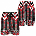 Red Taniko Aotearoa Shorts for Men Niho Taniwha Mix Poutama