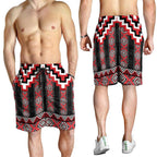 Red Taniko Aotearoa Shorts for Men Niho Taniwha Mix Poutama