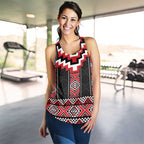 Red Taniko Aotearoa Women Racerback Tank Niho Taniwha Mix Poutama