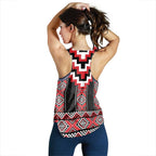 Red Taniko Aotearoa Women Racerback Tank Niho Taniwha Mix Poutama