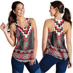 Red Taniko Aotearoa Women Racerback Tank Niho Taniwha Mix Poutama