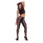 Red Tukutuku Pattern Aotearoa Leggings Niho Taniwha and Puhoro Motifs LT7