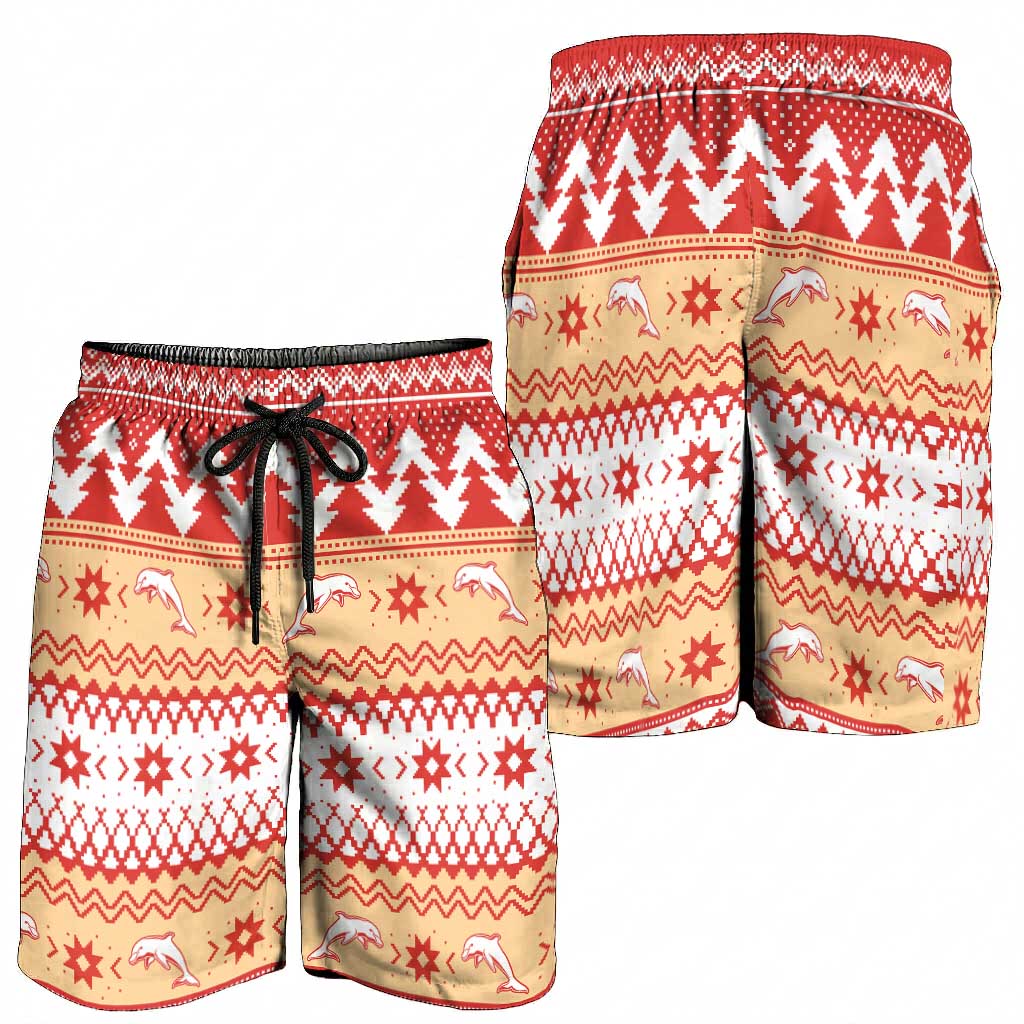 Redcliffe Strong Dolphins Shorts for Men Christmas Rugby League Spirit - Aussie Hoodie