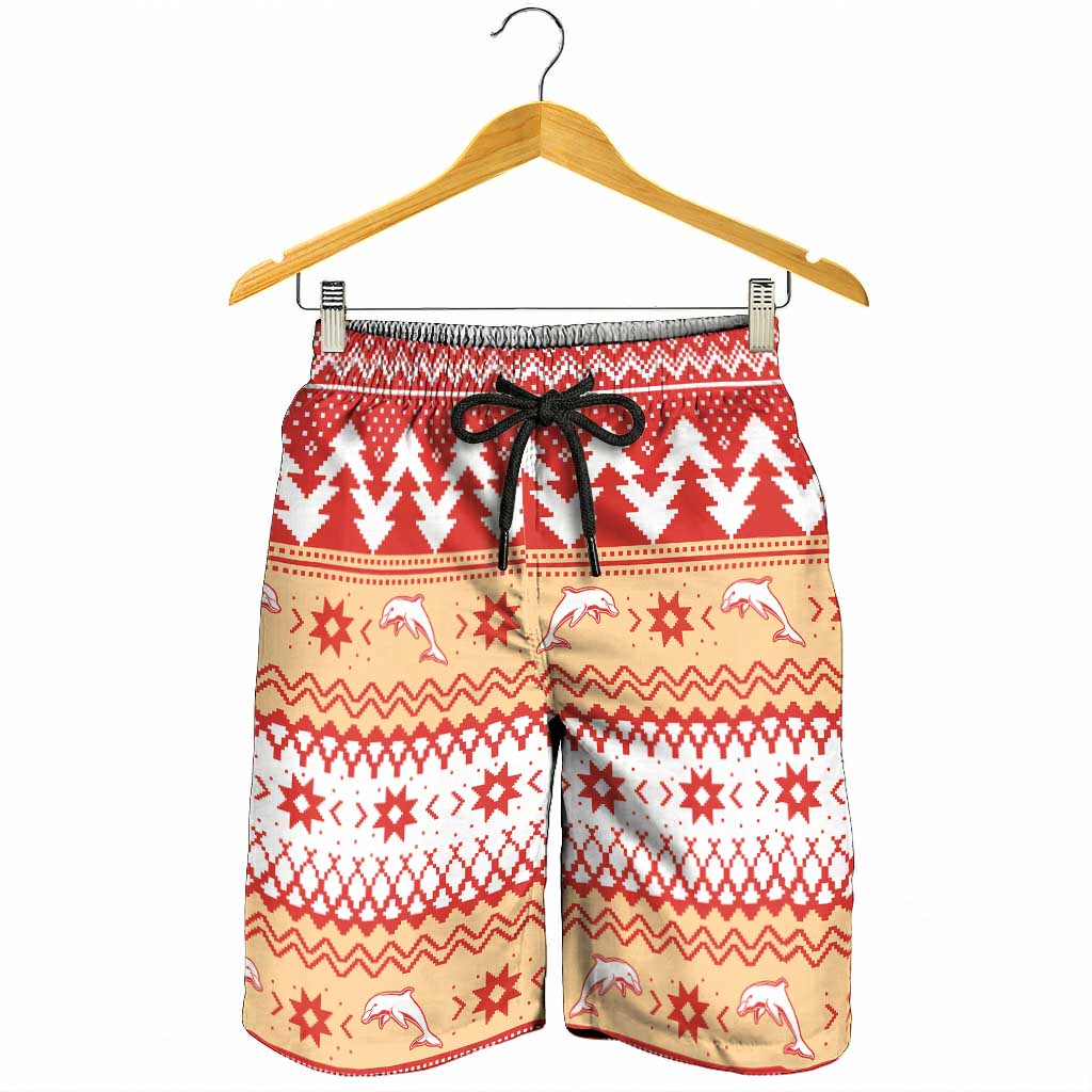 Redcliffe Strong Dolphins Shorts for Men Christmas Rugby League Spirit - Aussie Hoodie