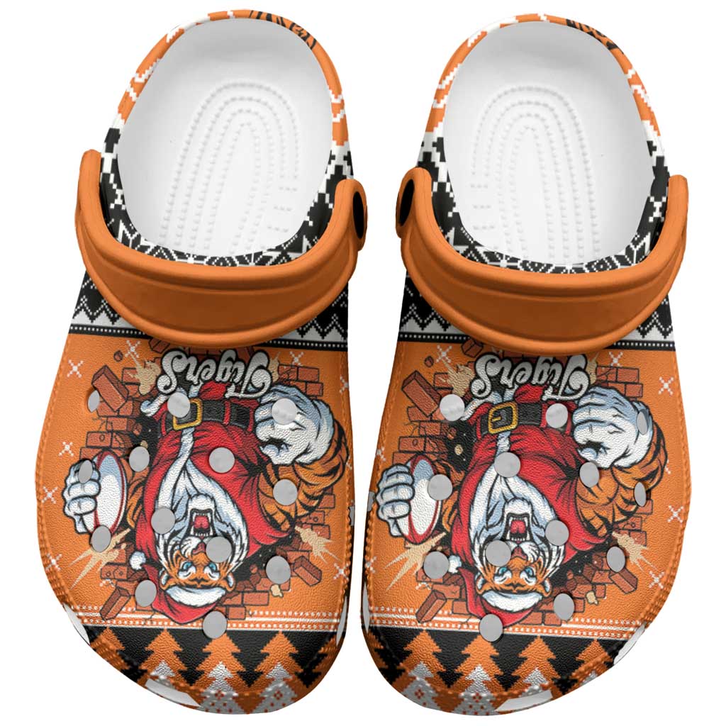 Santa Tiger Roar Clogs Shoes Christmas Rugby League Spirit - Aussie Hoodie