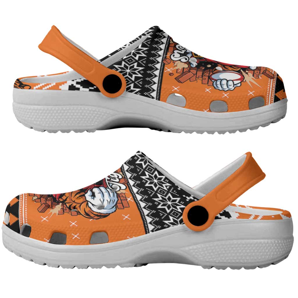 Santa Tiger Roar Clogs Shoes Christmas Rugby League Spirit - Aussie Hoodie