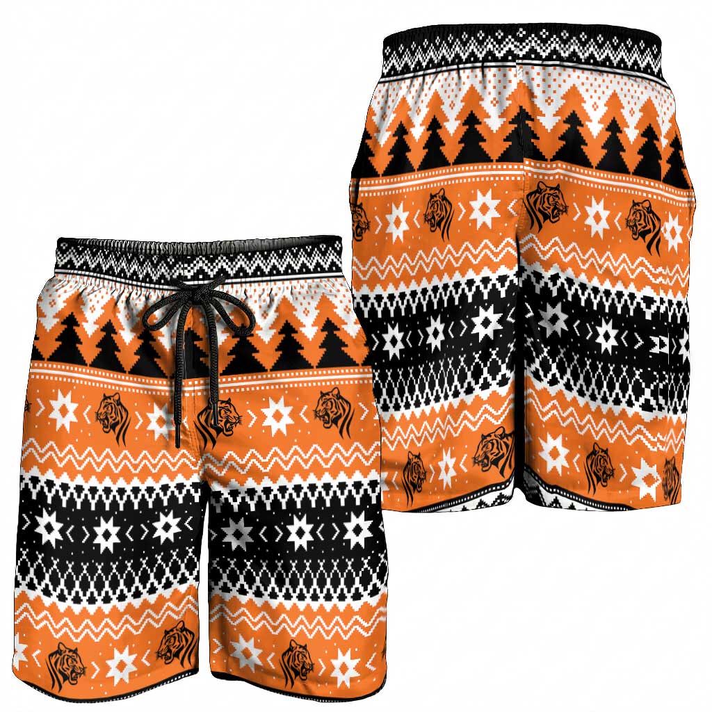 Santa Tiger Roar Shorts for Men Christmas Rugby League Spirit - Aussie Hoodie