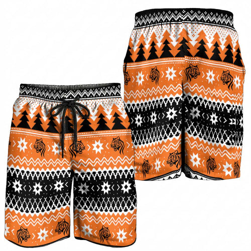 Santa Tiger Roar Shorts for Men Christmas Rugby League Spirit - Aussie Hoodie