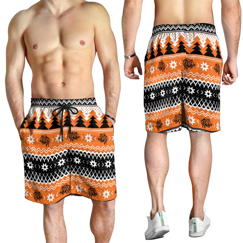 Santa Tiger Roar Shorts for Men Christmas Rugby League Spirit - Aussie Hoodie