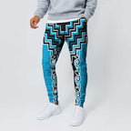 Sky Blue Niho Taniwha Mix Poutama Jogger Pants Unique Taniko Aotearoa - Aussie Hoodie