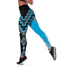 Sky Blue Niho Taniwha Mix Poutama Leggings Unique Taniko Aotearoa - Aussie Hoodie