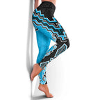 Sky Blue Niho Taniwha Mix Poutama Leggings Unique Taniko Aotearoa - Aussie Hoodie