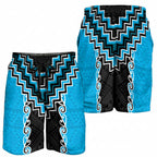 Sky Blue Niho Taniwha Mix Poutama Shorts for Men Unique Taniko Aotearoa - Aussie Hoodie