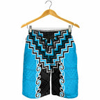 Sky Blue Niho Taniwha Mix Poutama Shorts for Men Unique Taniko Aotearoa - Aussie Hoodie
