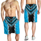Sky Blue Niho Taniwha Mix Poutama Shorts for Men Unique Taniko Aotearoa - Aussie Hoodie