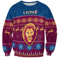 Brisbane Football Sweatshirt Lions Indigenous Merry Christmas LT14
