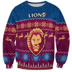 Brisbane Football Sweatshirt Lions Indigenous Merry Christmas LT14