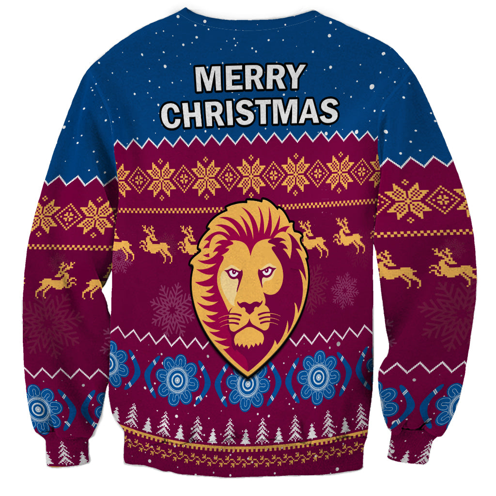 Brisbane Football Sweatshirt Lions Indigenous Merry Christmas LT14