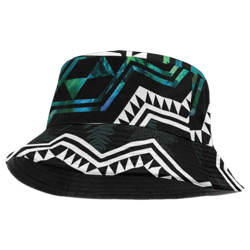 Taniko Aotearoa Mix Paua Shell Bucket Hat Niho Taniwha Turquoise Glitter - Aussie Hoodie
