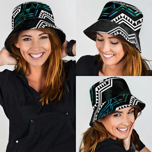 Taniko Aotearoa Mix Paua Shell Bucket Hat Niho Taniwha Turquoise Glitter - Aussie Hoodie