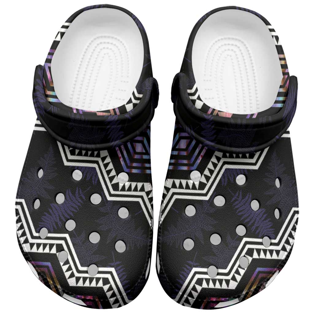 Taniko Aotearoa Mix Paua Shell Clogs Shoes Niho Taniwha Lilac Glitter - Aussie Hoodie