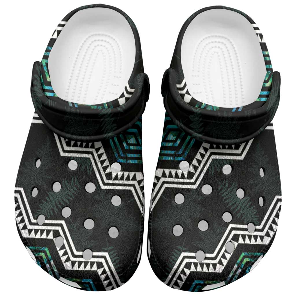 Taniko Aotearoa Mix Paua Shell Clogs Shoes Niho Taniwha Turquoise Glitter - Aussie Hoodie