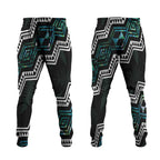 Taniko Aotearoa Mix Paua Shell Jogger Pants Niho Taniwha Turquoise Glitter - Aussie Hoodie