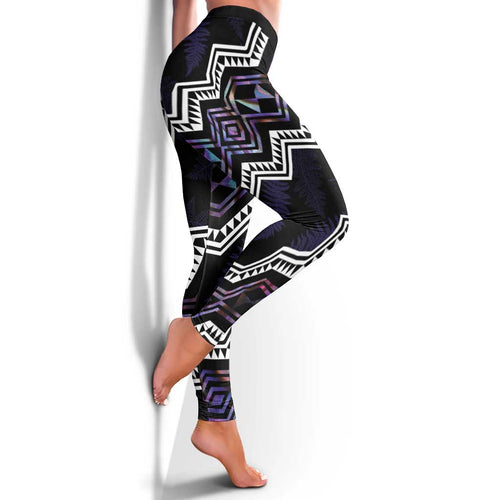 Taniko Aotearoa Mix Paua Shell Leggings Niho Taniwha Lilac Glitter - Aussie Hoodie