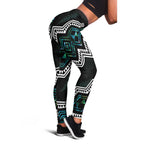 Taniko Aotearoa Mix Paua Shell Leggings Niho Taniwha Turquoise Glitter - Aussie Hoodie