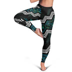 Taniko Aotearoa Mix Paua Shell Leggings Niho Taniwha Turquoise Glitter - Aussie Hoodie