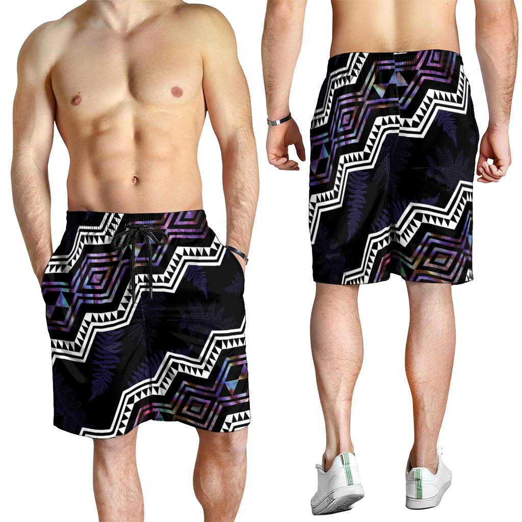 Taniko Aotearoa Mix Paua Shell Shorts for Men Niho Taniwha Lilac Glitter - Aussie Hoodie