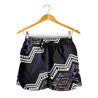 Taniko Aotearoa Mix Paua Shell Shorts for Women Niho Taniwha Lilac Glitter - Aussie Hoodie