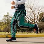 Teal Niho Taniwha Mix Poutama Jogger Pants Unique Taniko Aotearoa - Aussie Hoodie