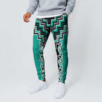 Teal Niho Taniwha Mix Poutama Jogger Pants Unique Taniko Aotearoa - Aussie Hoodie