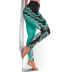 Teal Niho Taniwha Mix Poutama Leggings Unique Taniko Aotearoa - Aussie Hoodie