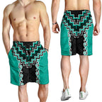 Teal Niho Taniwha Mix Poutama Shorts for Men Unique Taniko Aotearoa - Aussie Hoodie