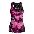 Think Pink Breast Cancer Awareness Australia Hollow Tank Top Butterfly Aboriginal Mix Polynesian Pattern - Aussie Hoodie