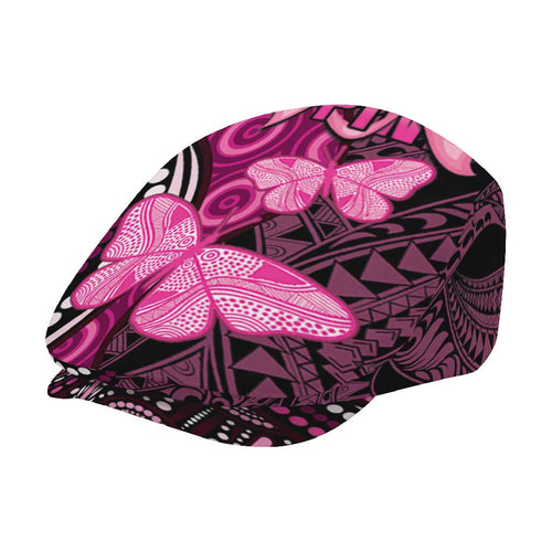 Think Pink Breast Cancer Awareness Australia Jeff Hat Butterfly Aboriginal Mix Polynesian Pattern - Aussie Hoodie